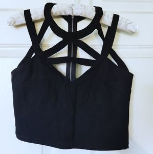 Black Strappy Crop Top with zipper back